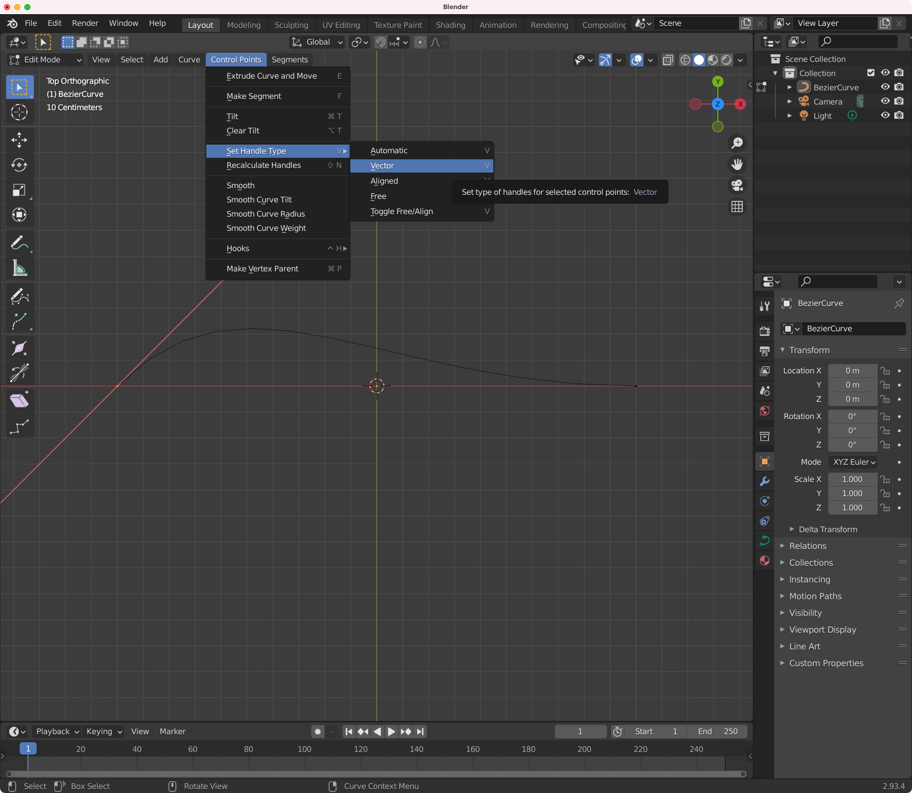 Extend and close curve points in Blender