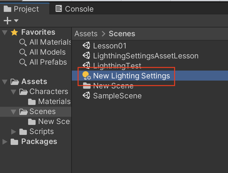 Adding a Lighting Settings Asset
