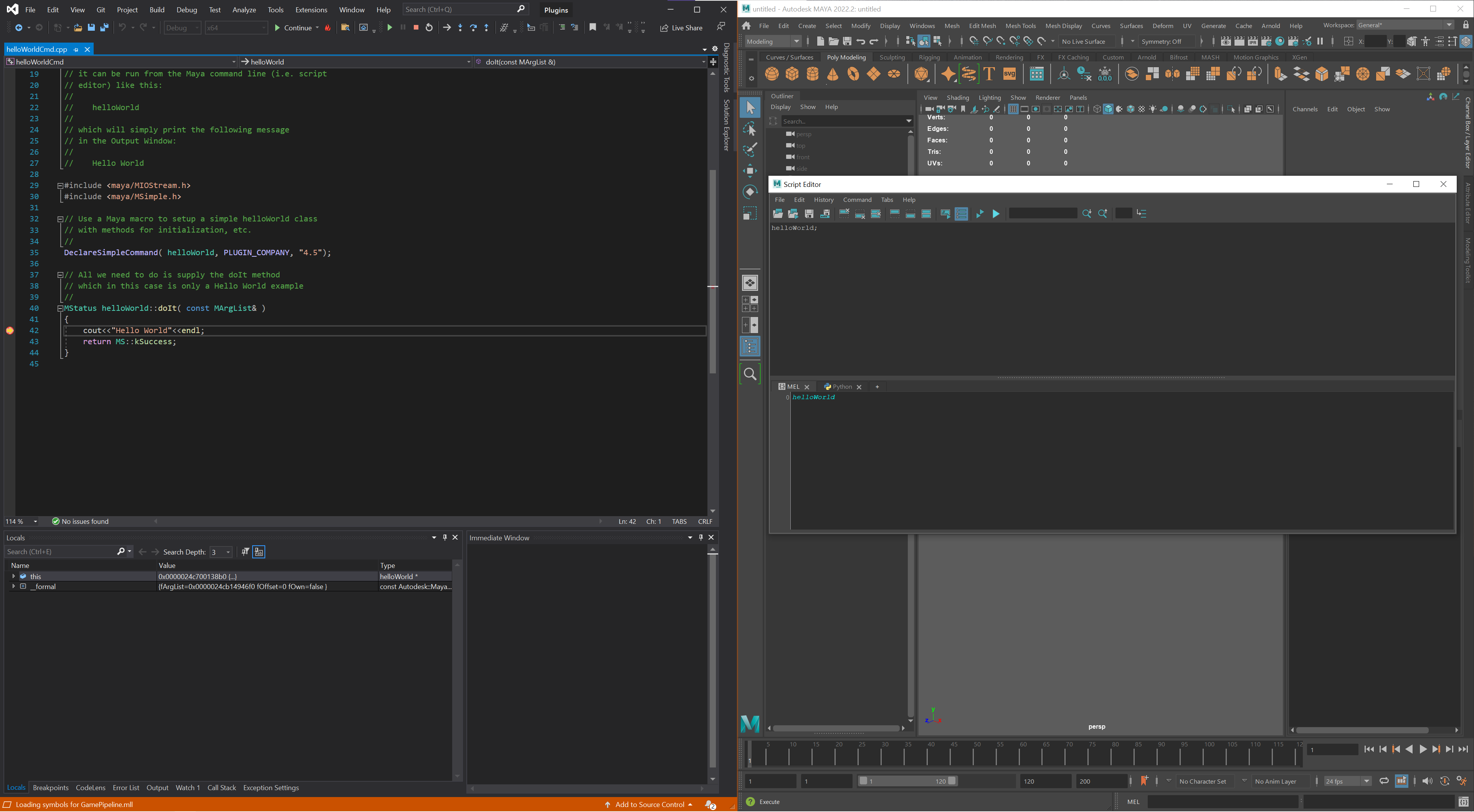 Debugging C++ based Maya plug-in with Visual Studio debugger